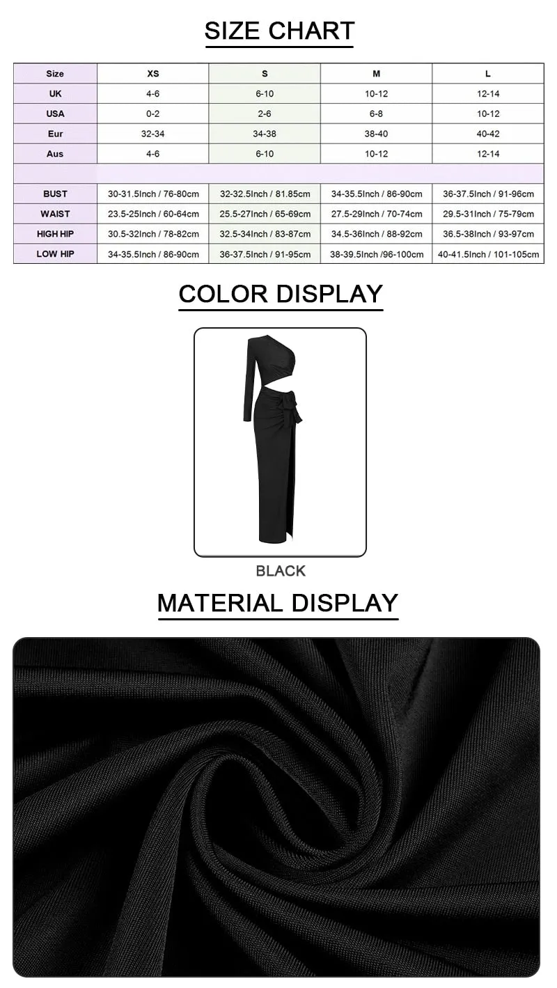 One-Shoulder High Slit Ruched Design Evening Party Dress