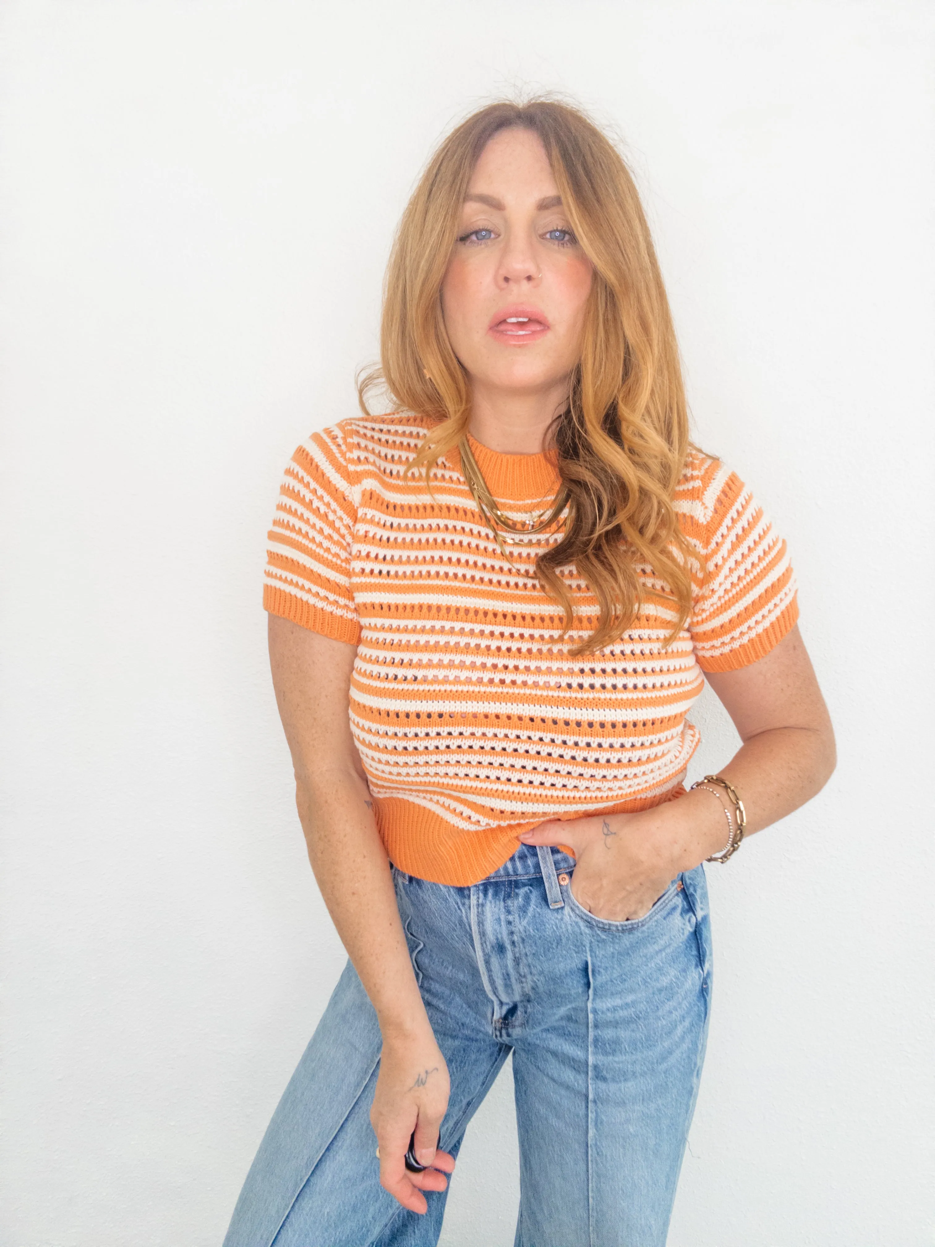 Orange Sherbert Knit Top