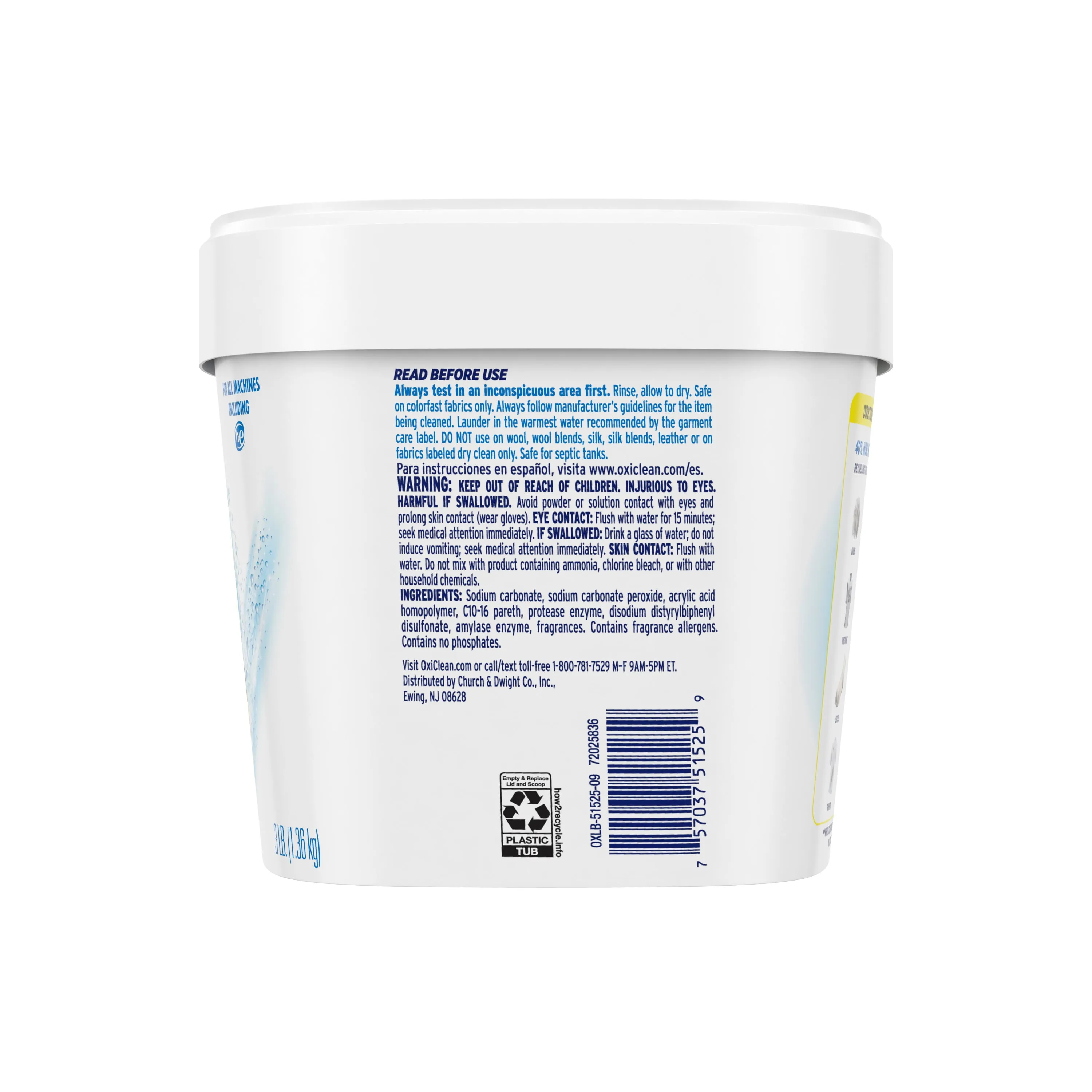 OxiClean White Revive Laundry Whitener   Stain Remover, 3 lbs. USA Stock