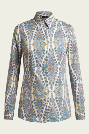 Paisley-Print Cotton Shirt in Multicolor