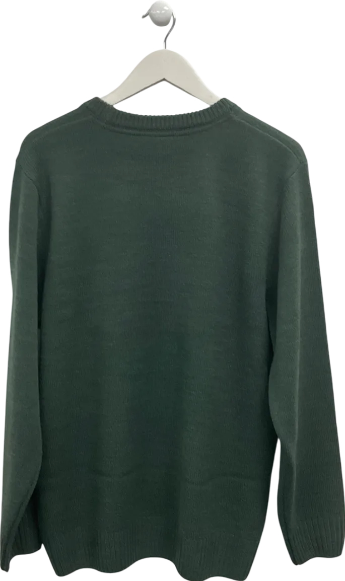 Pegasus Green Wool Blend Crew Neck Sweater UK L