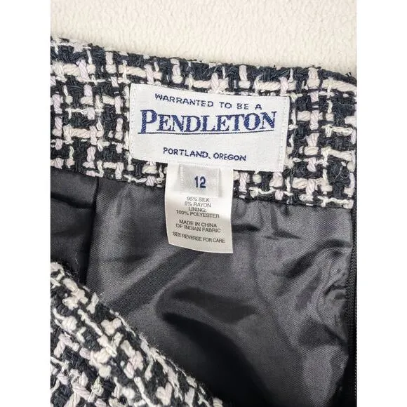 Pendleton Black &amp; White Tweed Pencil Skirt Size 12