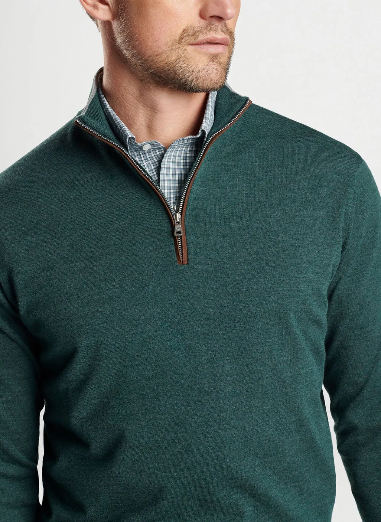 Peter Millar Mens Tailored Fit Excursionist Flex Quarter-Zip Sweater - LACINATO