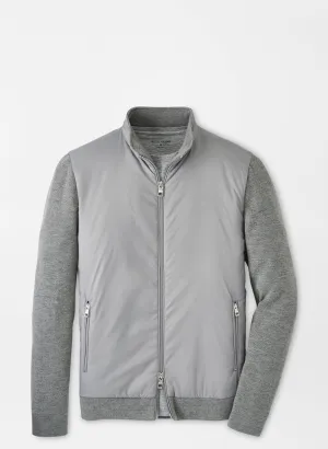 Peter Millar Mens Tailored Fit Holdridge Hybrid Full Zip Sweater - GALE GREY