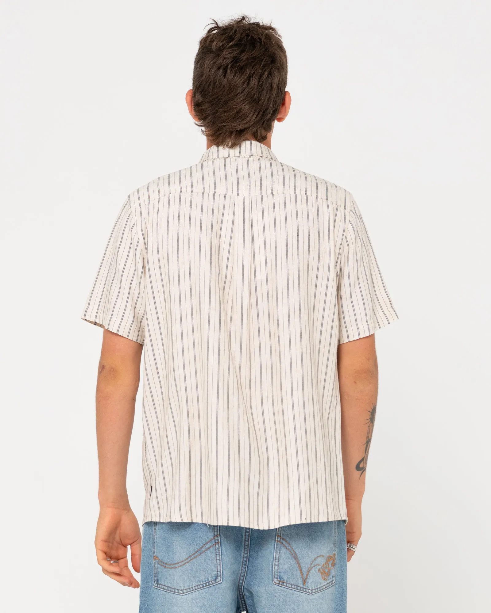 Pinstripe Relaxed Fit Short Sleeve Shirt