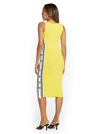Piped Midi Dress Aurora Yellow