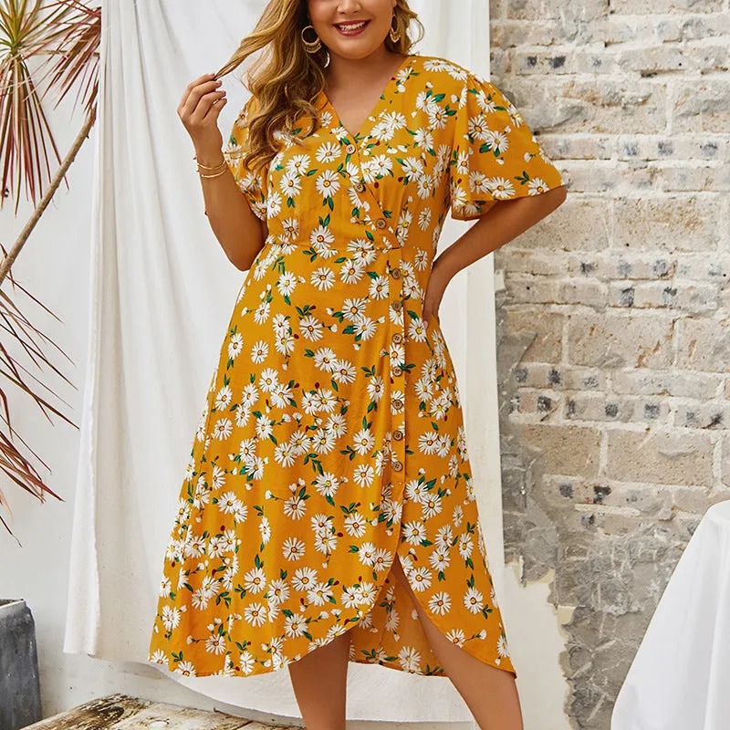 Plus Size Dress Print Lady Skirt