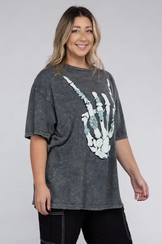 Plus Skeleton Rock Hand Sign Graphic Top