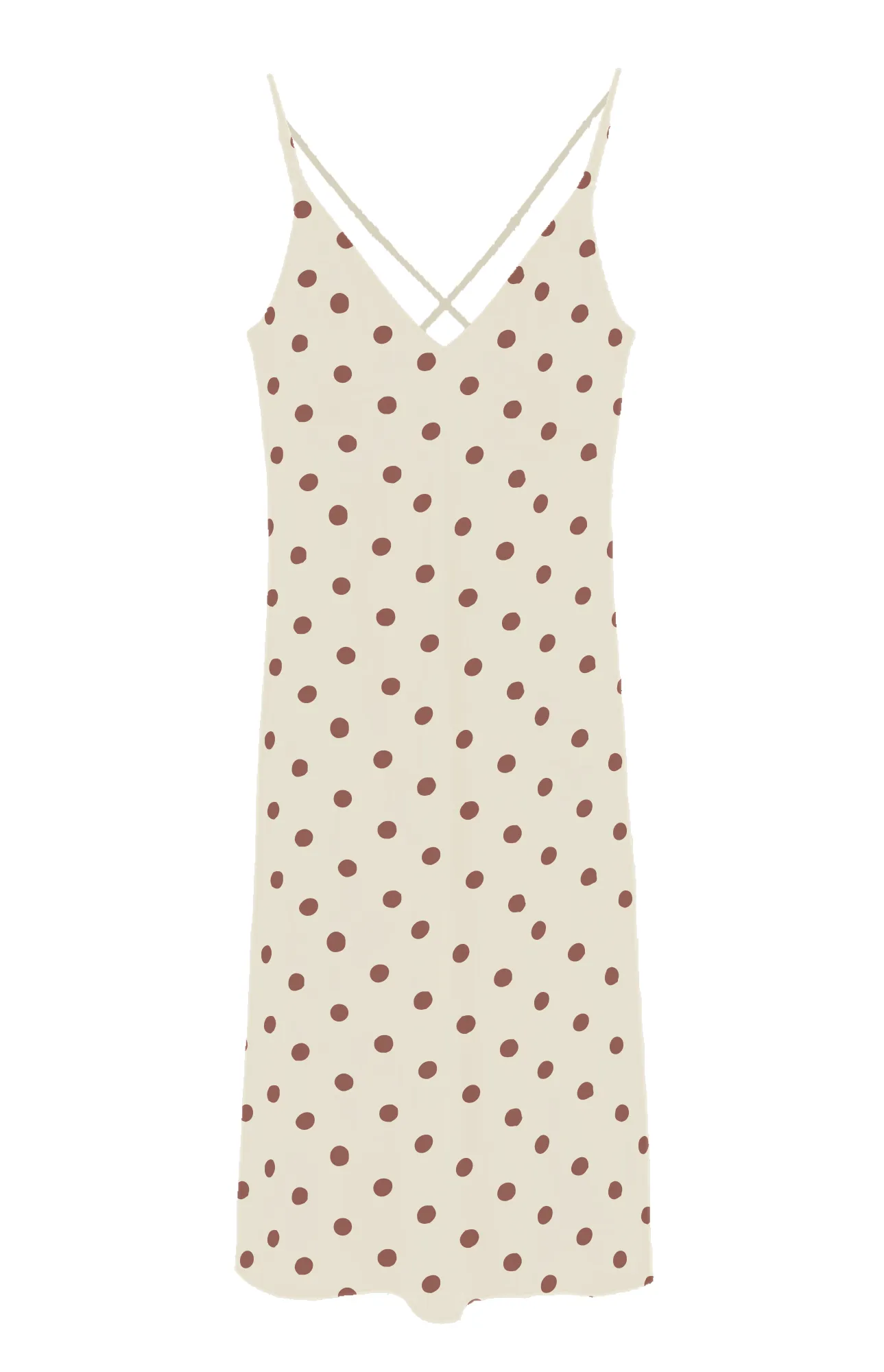 Polka Brown Dot grip silk Nightgown