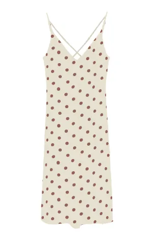 Polka Brown Dot grip silk Nightgown