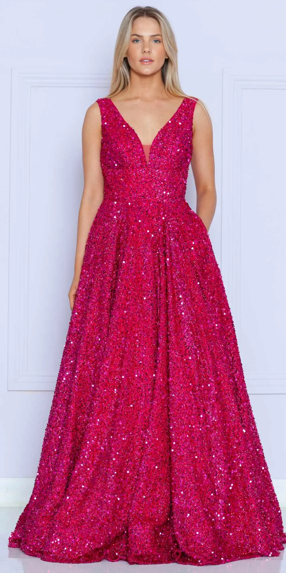Poly USA 9168 Floor Length A-Line Sleeveless A-Line Gown with Pockets