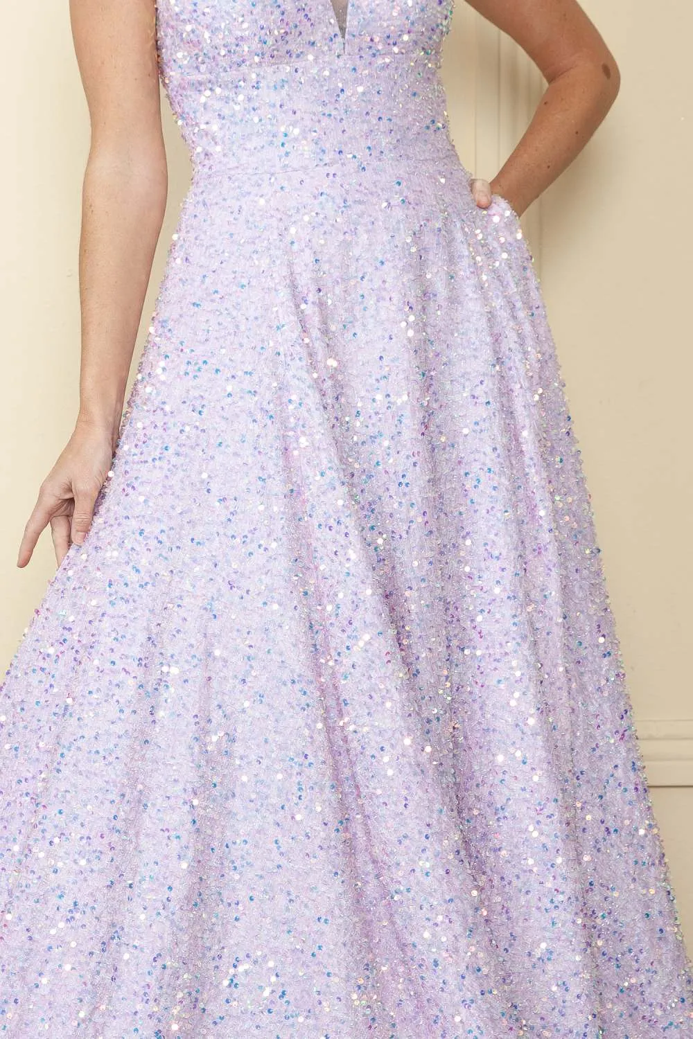 Poly USA 9168 Floor Length A-Line Sleeveless A-Line Gown with Pockets