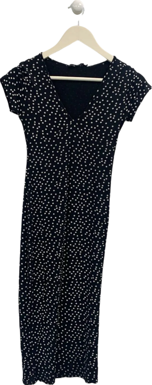 Pretty Little Thing Black Polka Dot Midi Dress UK 8