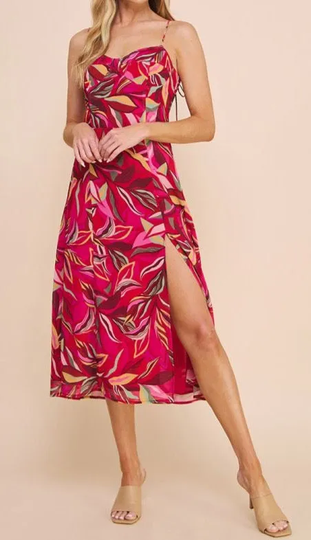 Printed Sweetheart Midi Dress