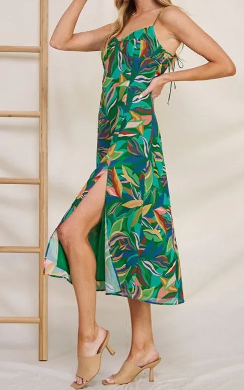 Printed Sweetheart Midi Dress