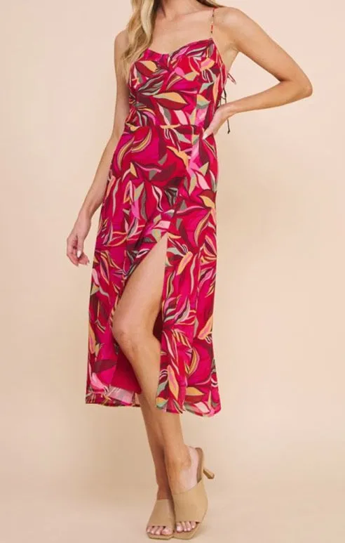 Printed Sweetheart Midi Dress