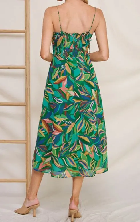 Printed Sweetheart Midi Dress