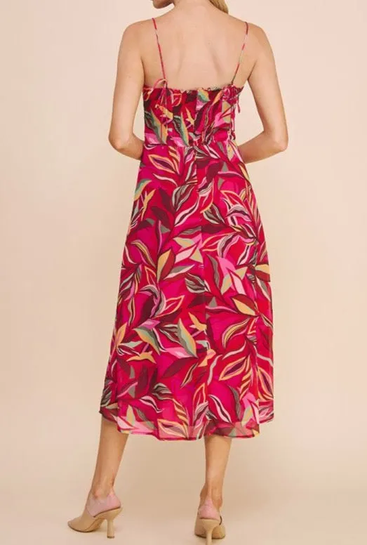 Printed Sweetheart Midi Dress