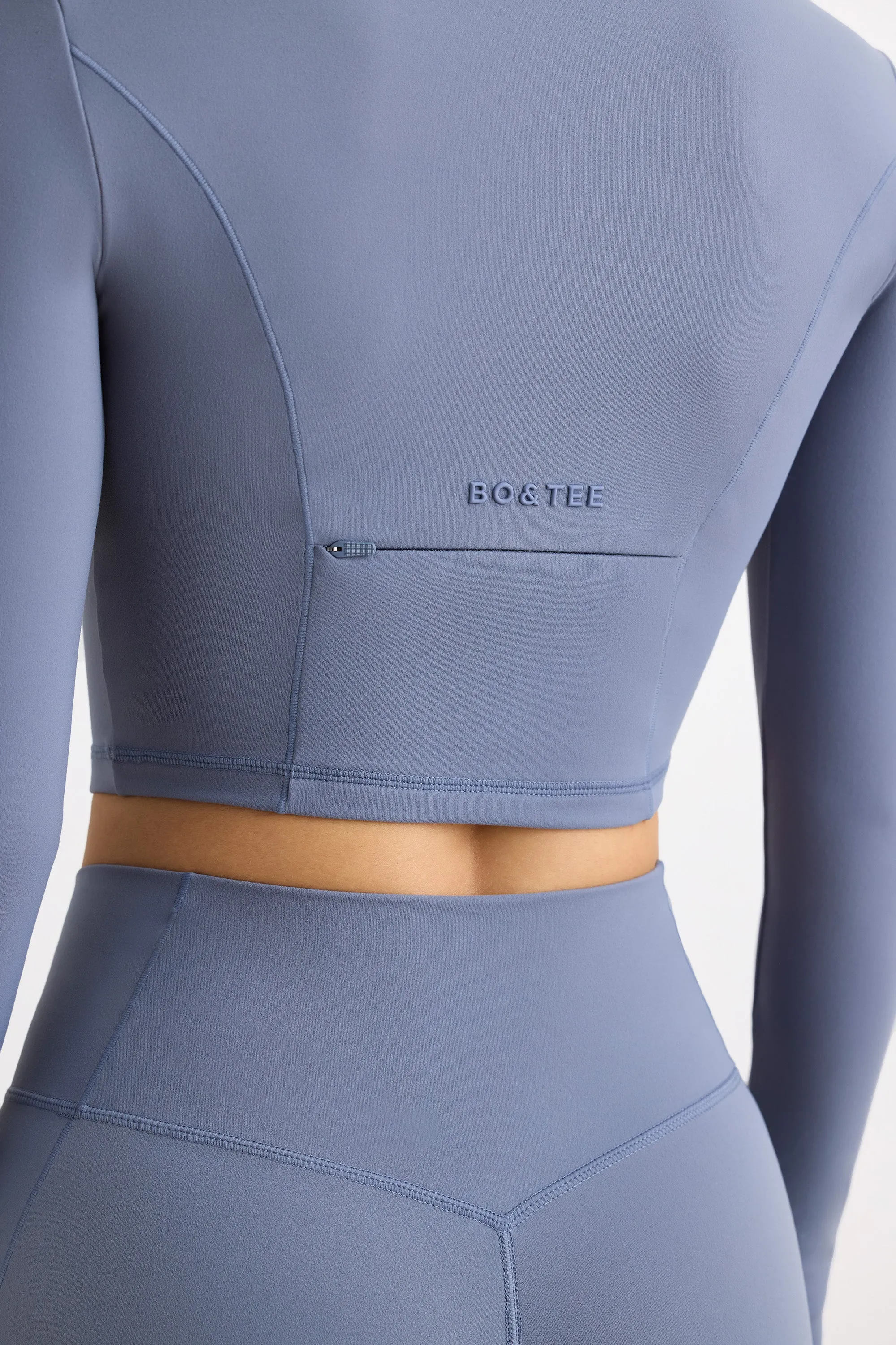 Process - Soft Active Half Zip Crop Top Slate Grey