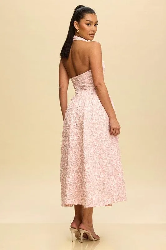 PUFF JACQUARD MIDI DRESS