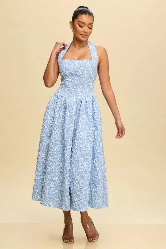 PUFF JACQUARD MIDI DRESS