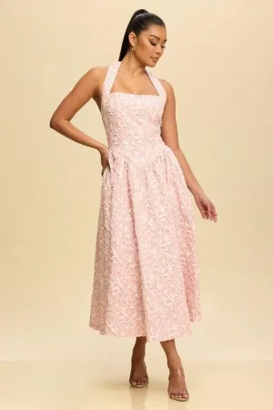 PUFF JACQUARD MIDI DRESS