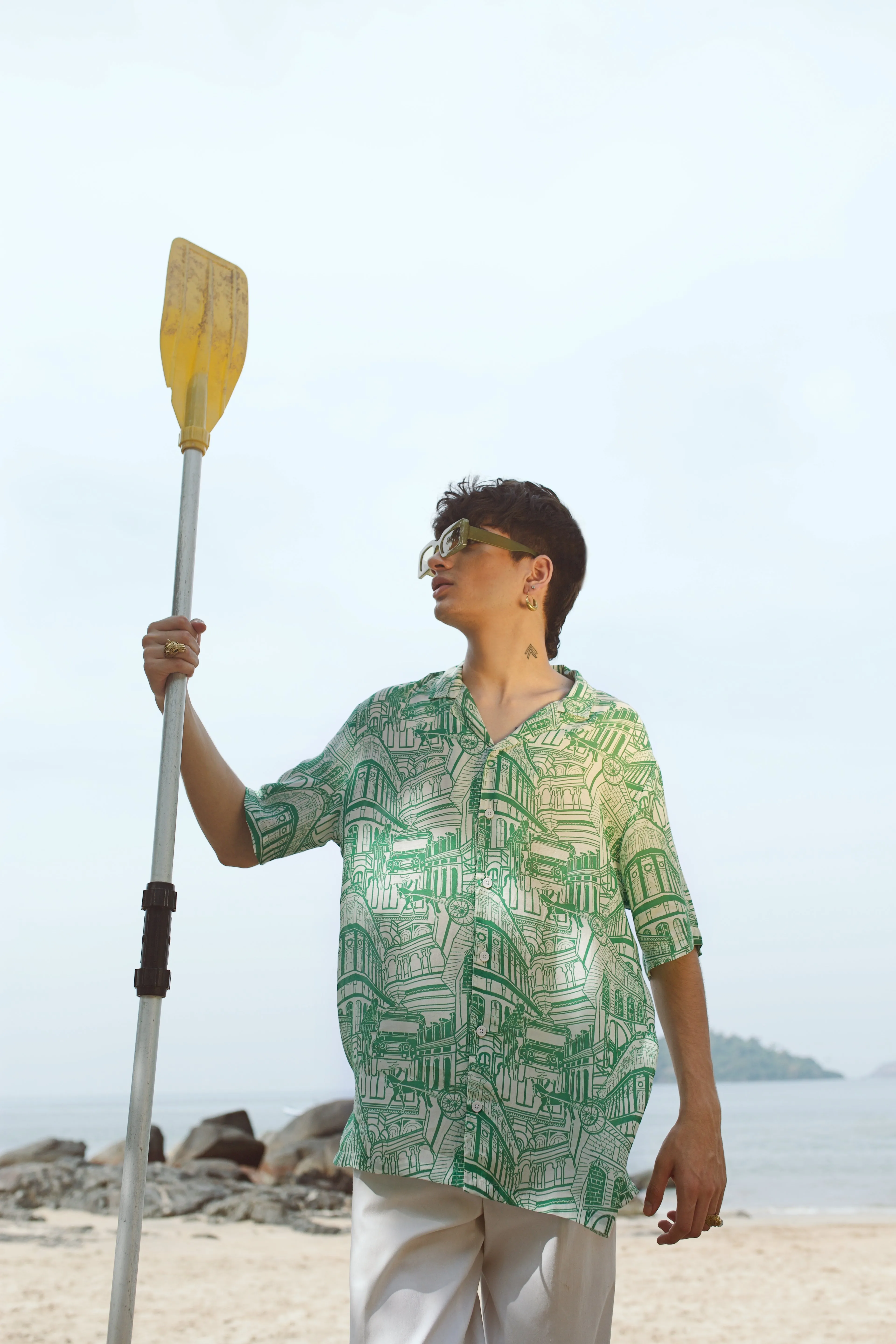 Rampuria Haveli Printed White Oversize Shirt