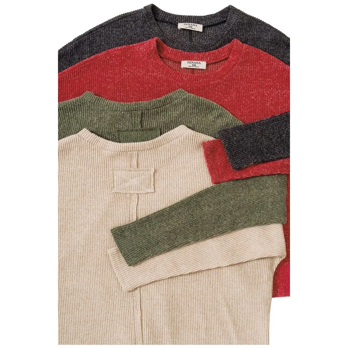 Ribbed Dolman Long Sleeve Sweater