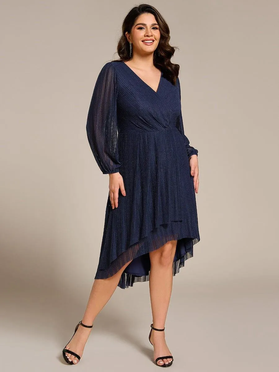 Robe d'invitée de mariage mi-longue à manches longues et paillettes