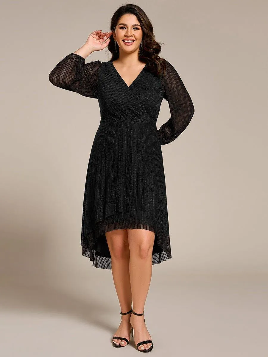 Robe d'invitée de mariage mi-longue à manches longues et paillettes