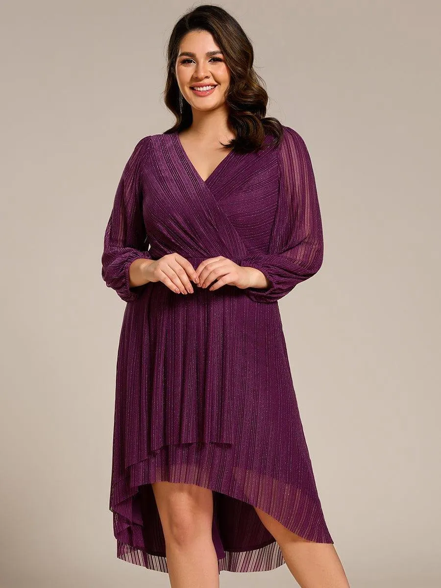 Robe d'invitée de mariage mi-longue à manches longues et paillettes