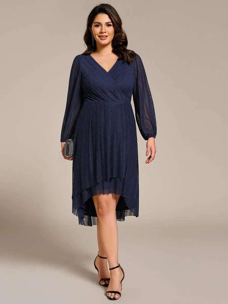 Robe d'invitée de mariage mi-longue à manches longues et paillettes
