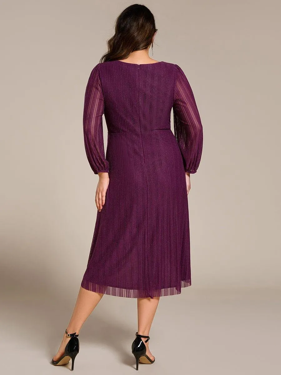Robe d'invitée de mariage mi-longue à manches longues et paillettes