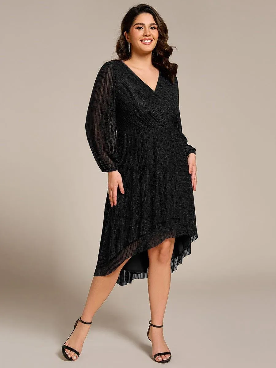 Robe d'invitée de mariage mi-longue à manches longues et paillettes
