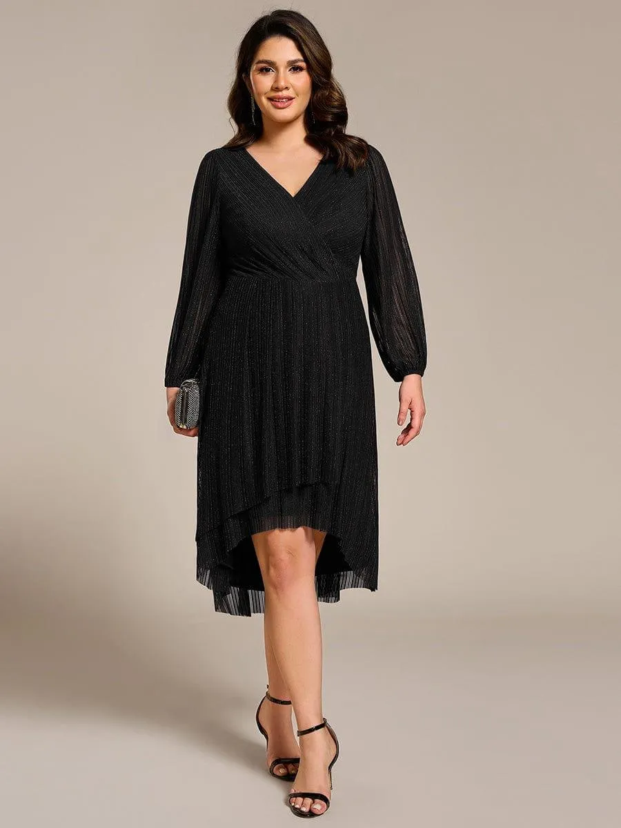 Robe d'invitée de mariage mi-longue à manches longues et paillettes