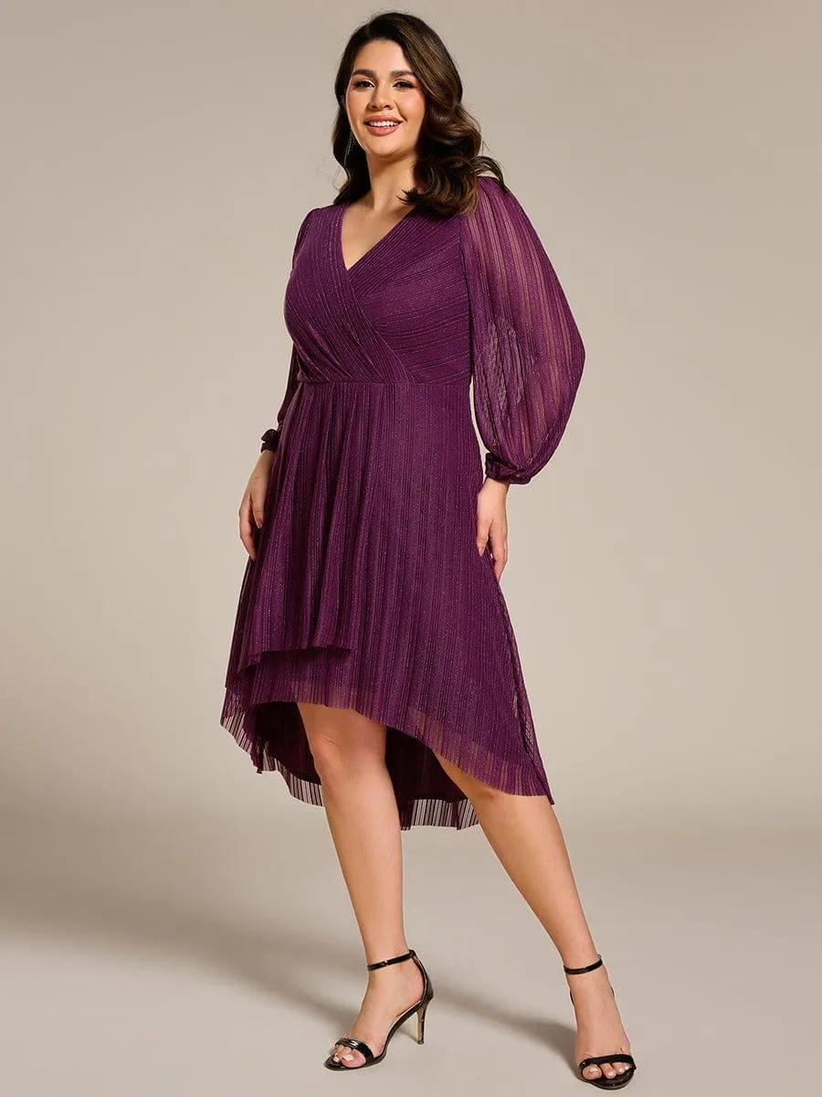 Robe d'invitée de mariage mi-longue à manches longues et paillettes