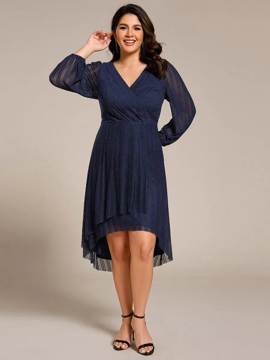 Robe d'invitée de mariage mi-longue à manches longues et paillettes