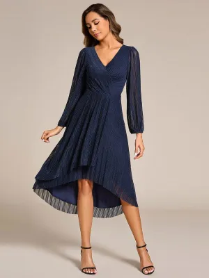 Robe d'invitée de mariage mi-longue à manches longues et paillettes