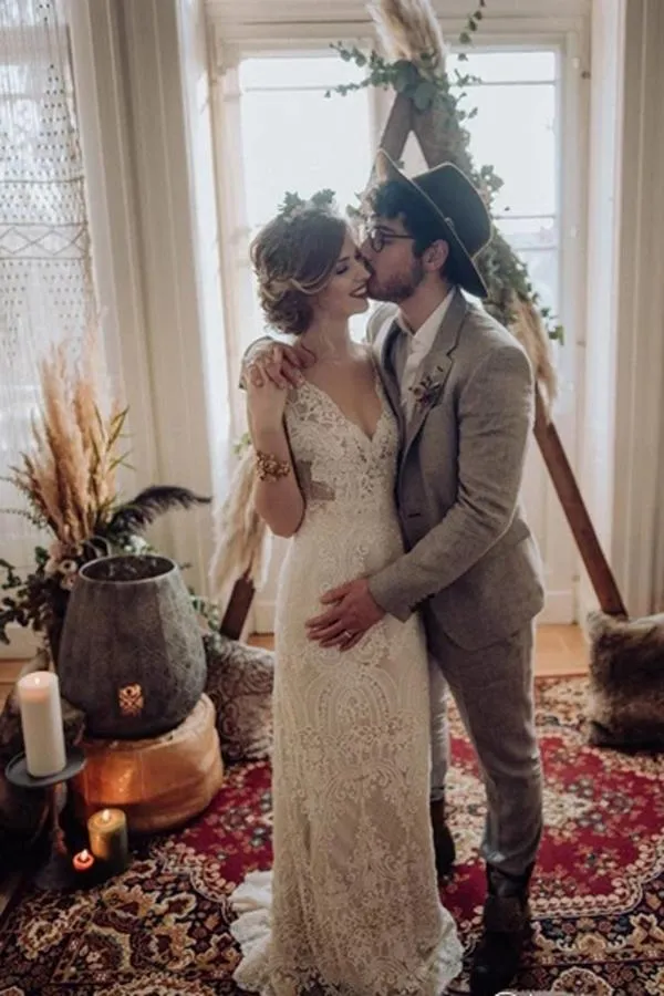 Roycebridal Lace Wedding Dress with Little Cap Sleeves Vintage Lace Pattern Bridal Dress,MW384