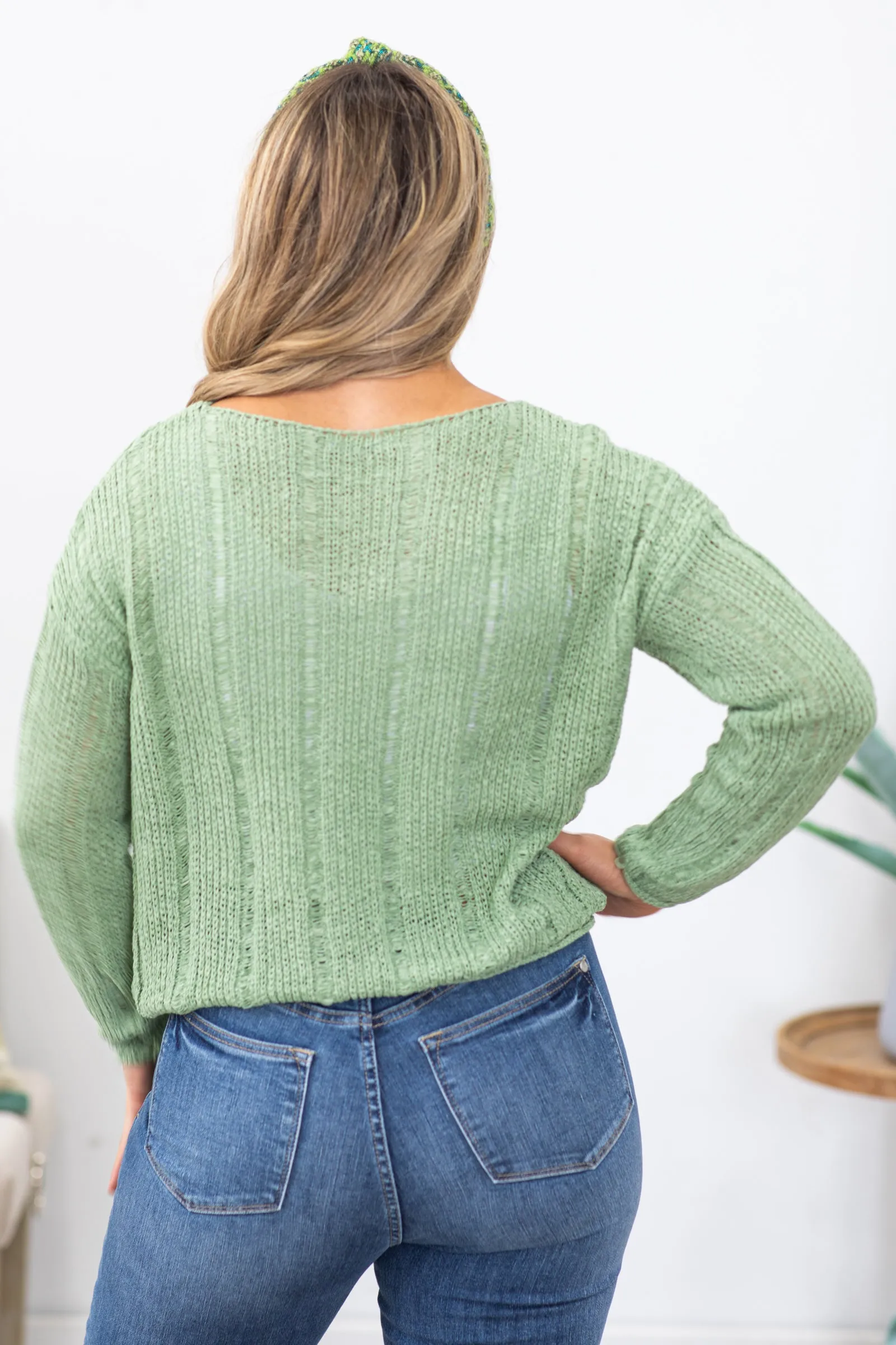 Sage Boat Neck Lightweight Sweater