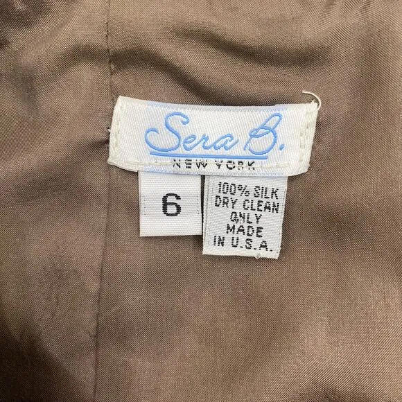 Sera B. New York Sequin Pencil Skirt Womens 6 Brown Gold Sheer Mesh 100% Silk