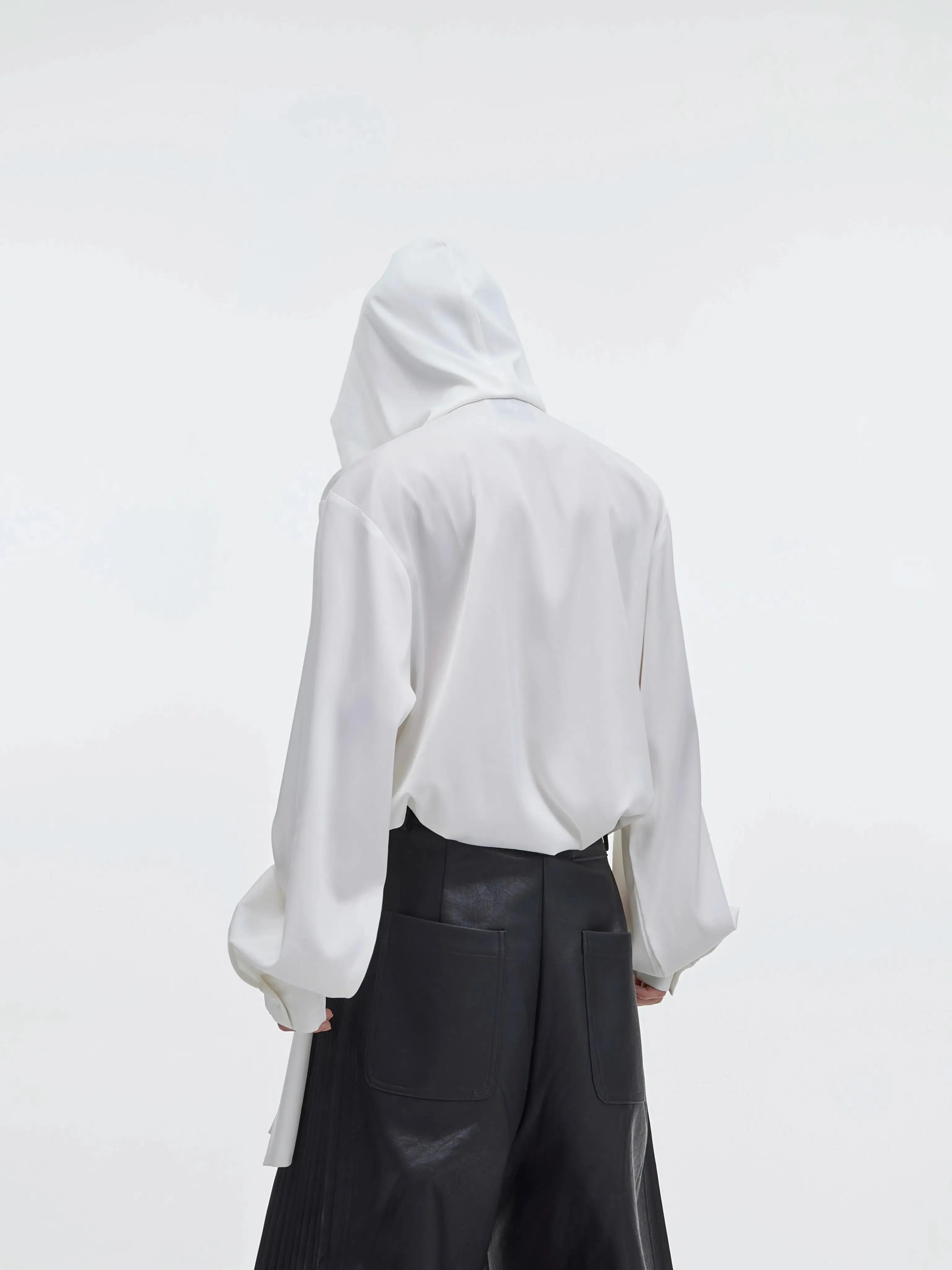 Shawl Hooded Ice Silk Long Sleeve Shirt
