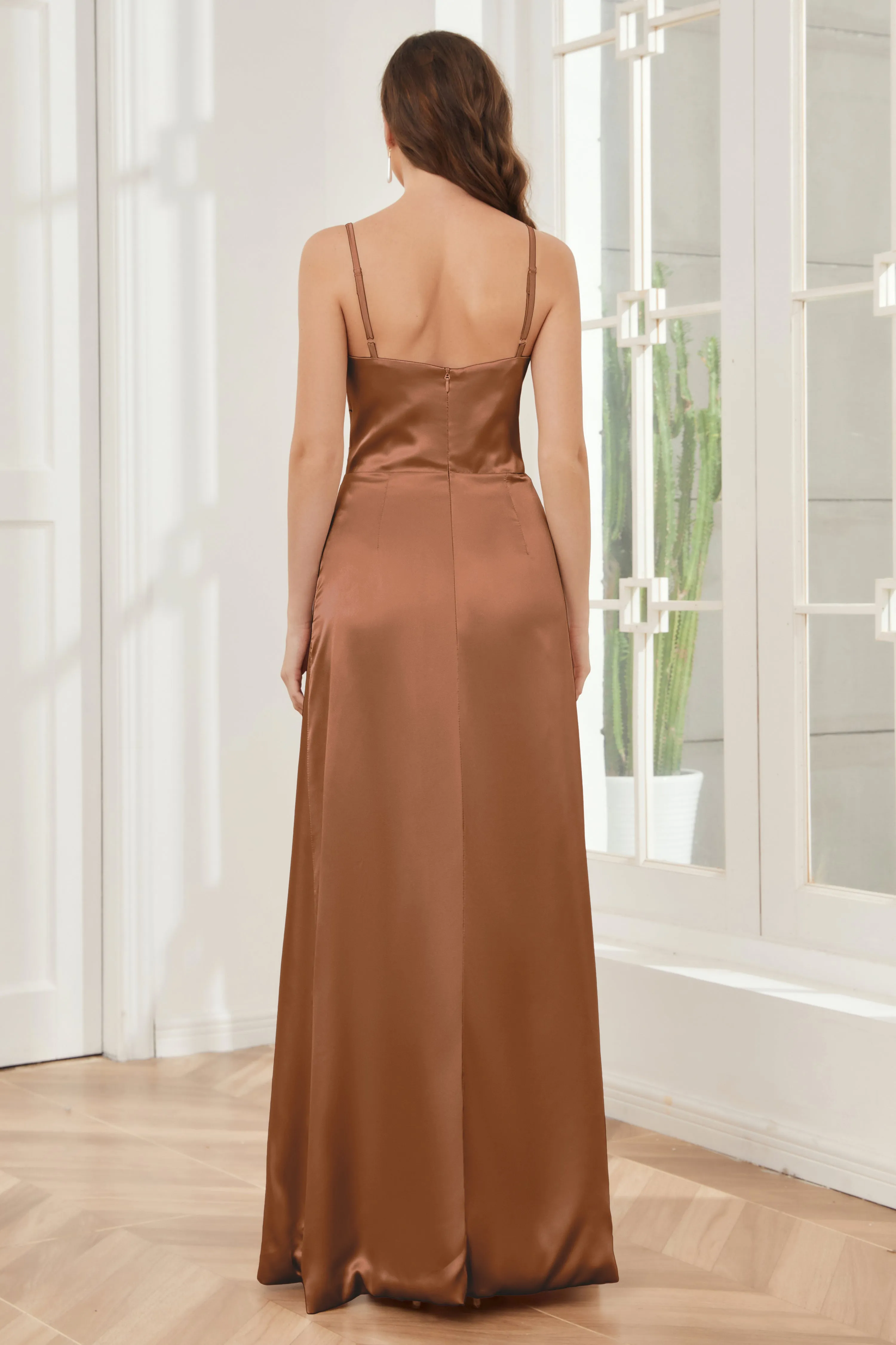 Sheath Soft Satin Bridesmaid Dress with Side Slit