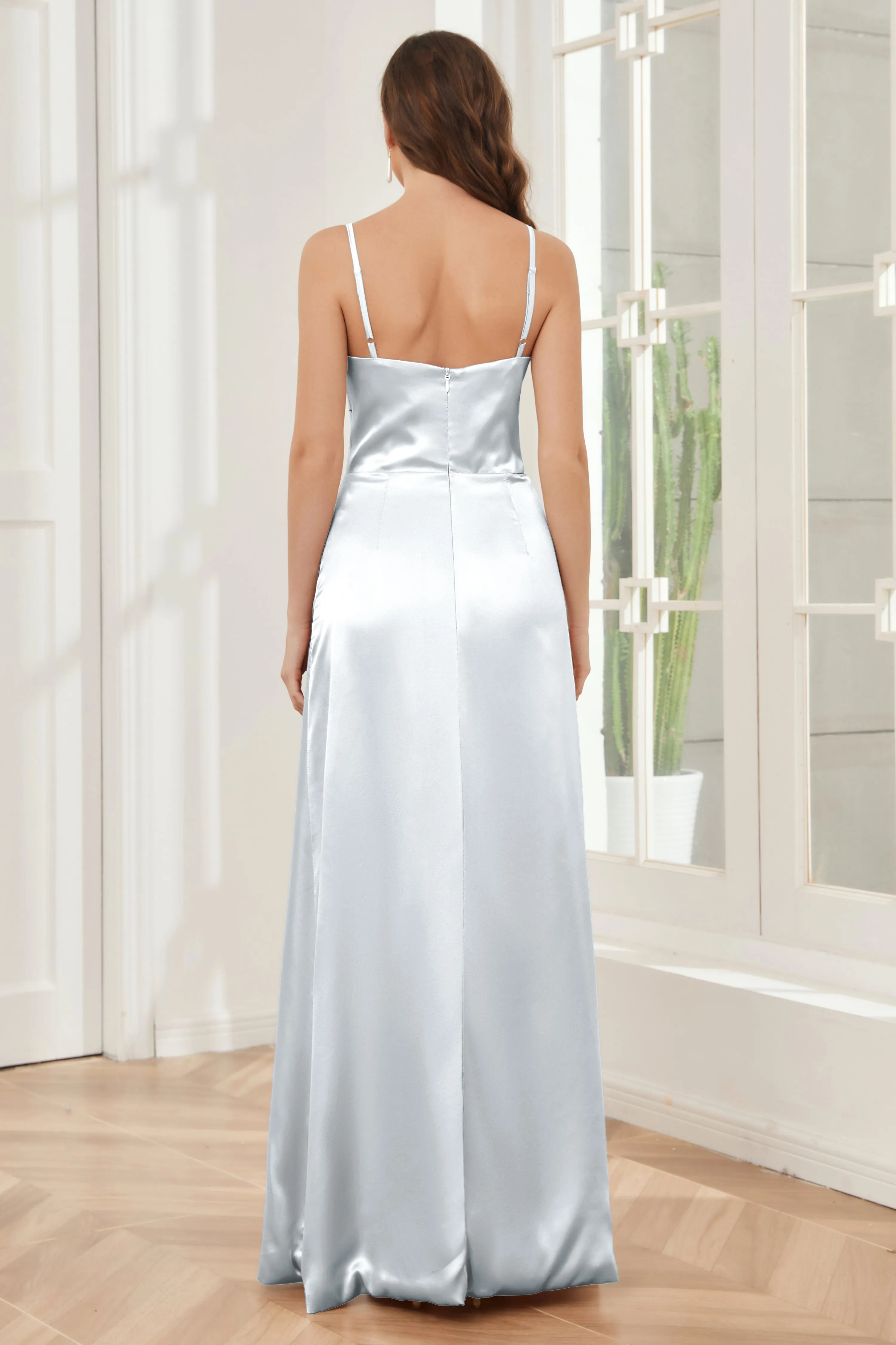 Sheath Soft Satin Bridesmaid Dress with Side Slit