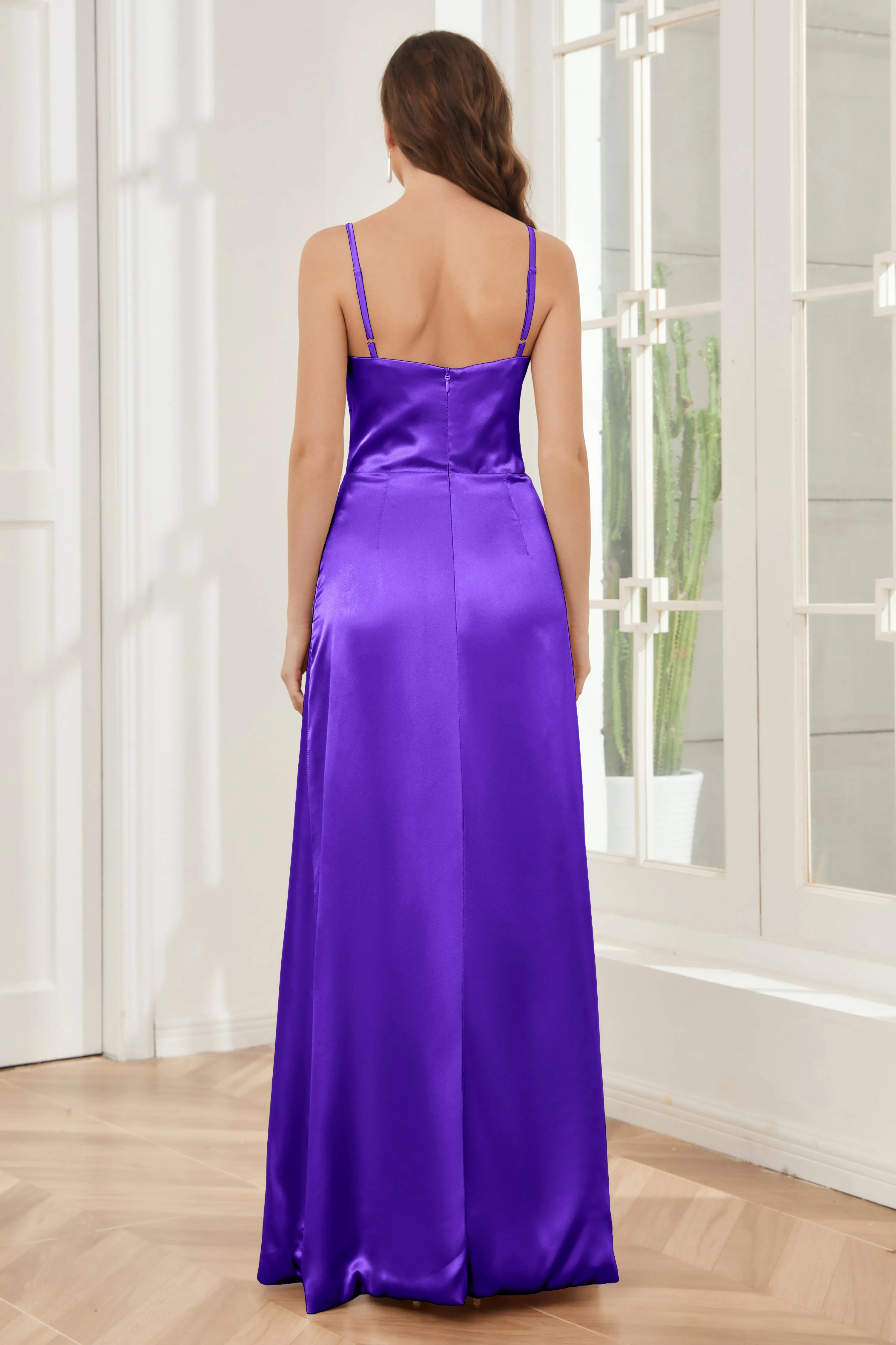 Sheath Soft Satin Bridesmaid Dress with Side Slit