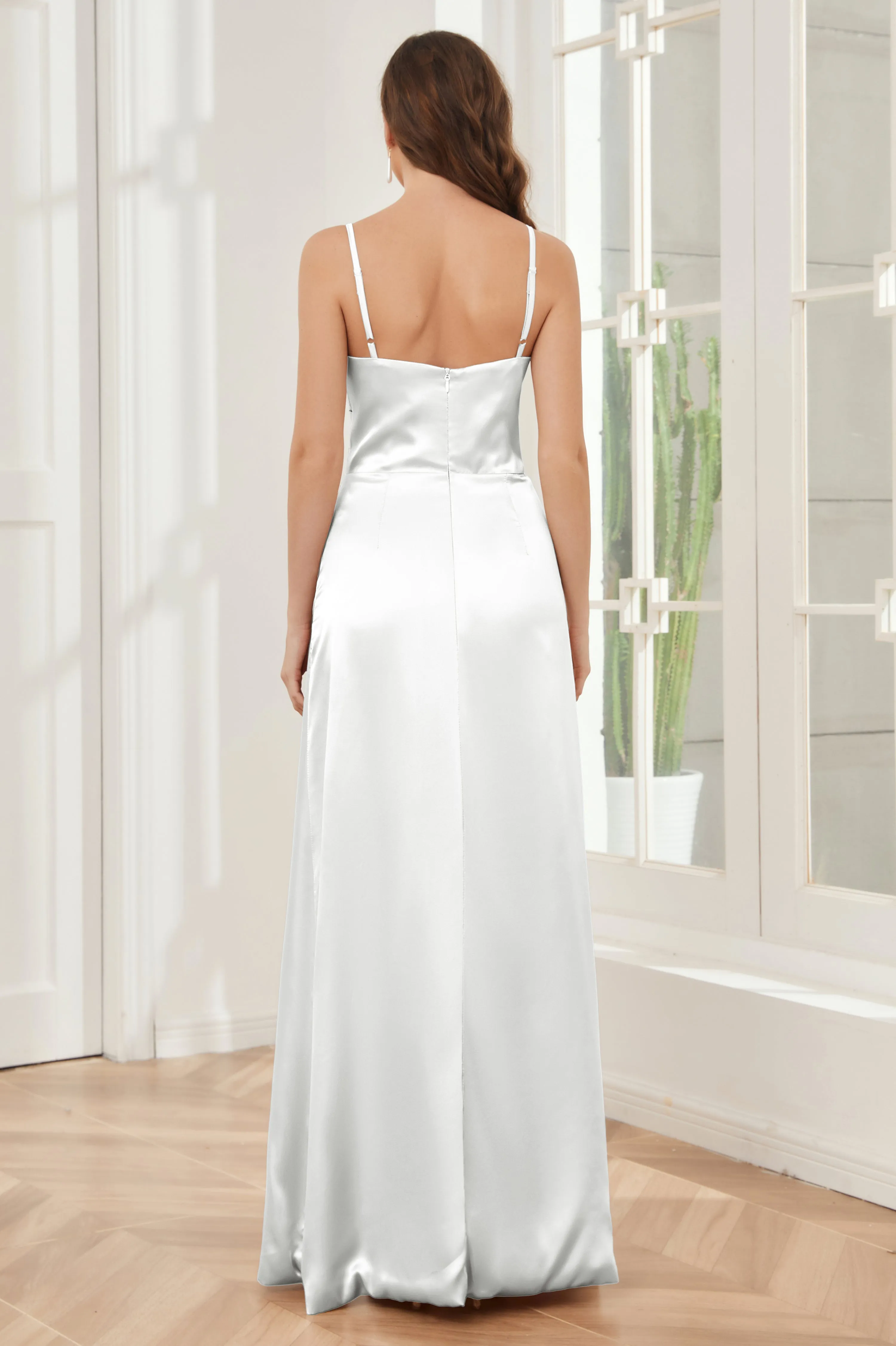 Sheath Soft Satin Bridesmaid Dress with Side Slit