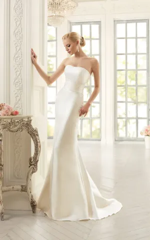Sheath Strapless Sleeveless Lace-Up Long Satin Wedding Dress-714453