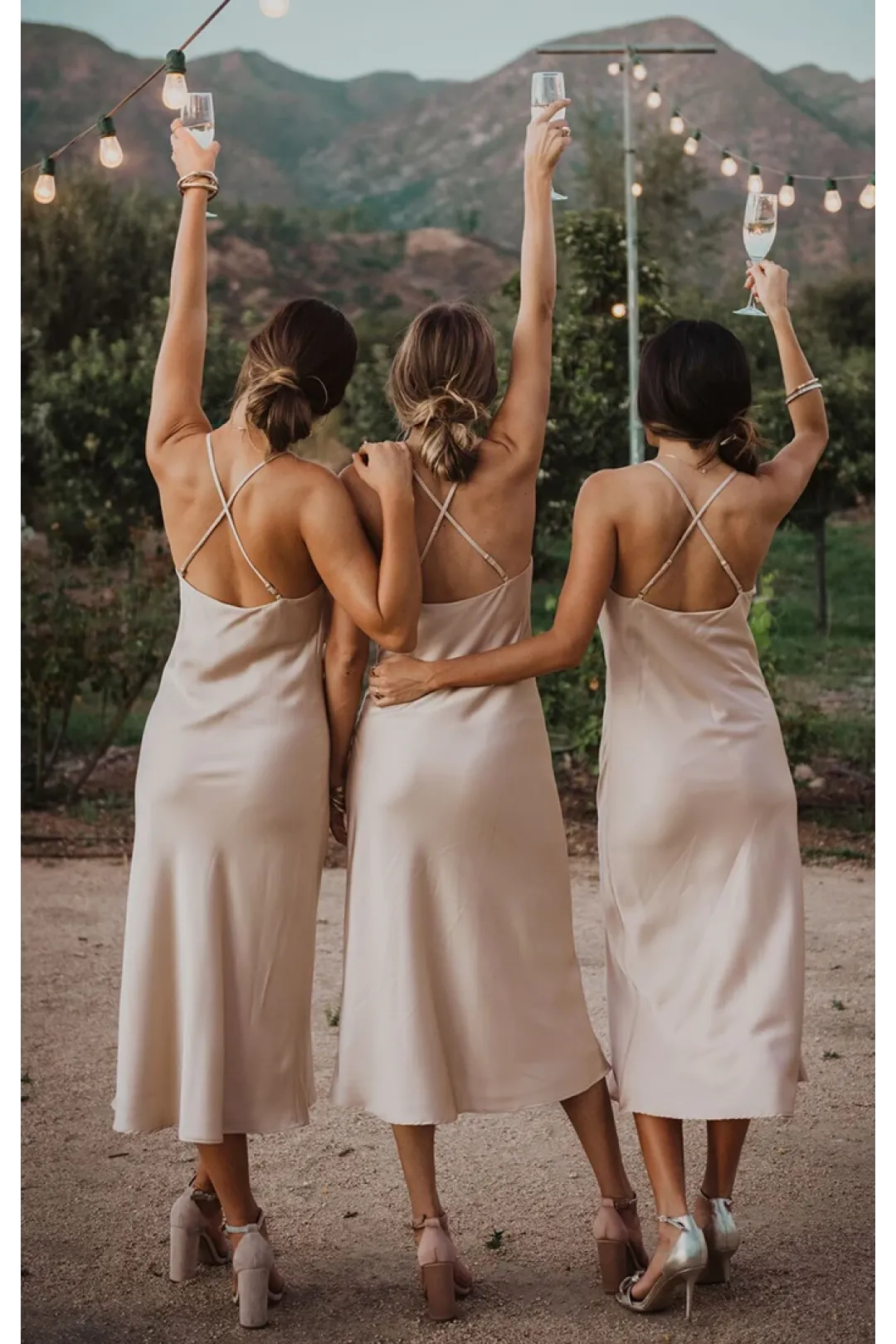 Sheath Tea Length Sleeveless Sexy Bridesmaid Dresses Spaghetti Strap