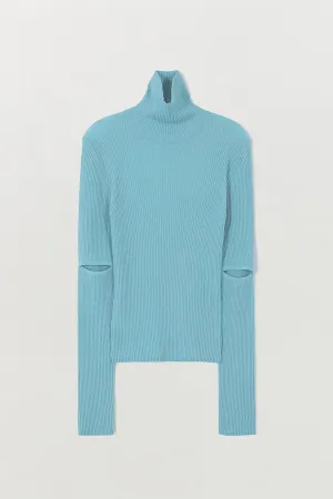SOLLY RIBBED-KNIT CUTOUT PULLOVER