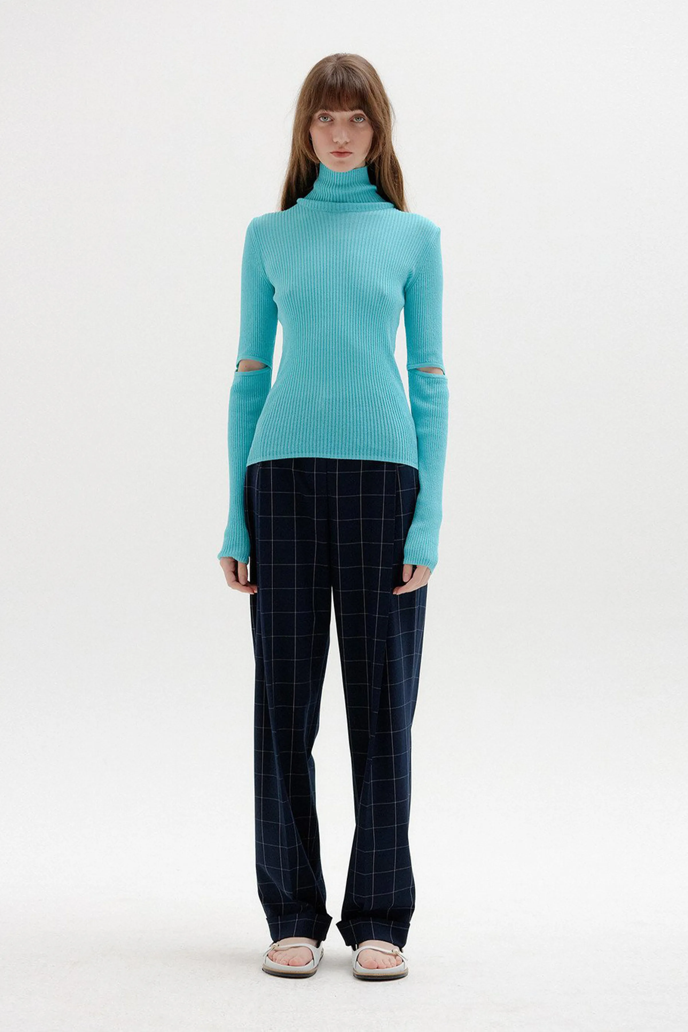 SOLLY RIBBED-KNIT CUTOUT PULLOVER
